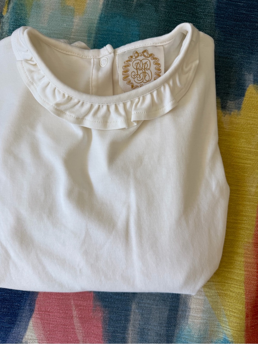 The Beaufort Bonnet Company Girls' White Ruffle Collar Top size 8